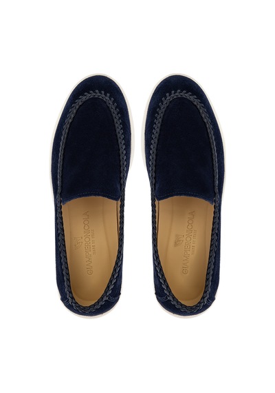 Giampiero Nicola Erkek Hakiki Deri Mavi Loafer Ayakkabı 664 47007b Erk Ayk Y26 Blu