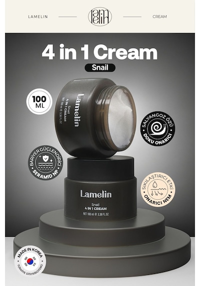 Lamelin Salyangoz Mukus Filtratı İçeren Onarıcı Büyük Boy Krem Lamelin Snail 4 in 1 Cream 100 ML