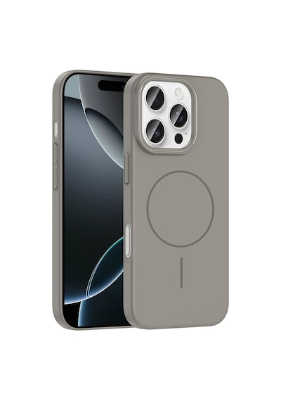 Apple iPhone Uyumlu 16 Pro Max Kılıf İnce Magsafe Kamera Yükseltili Yumuşak Silikon Pazarplus Gri