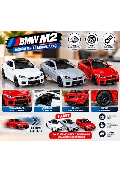 1:32 Çek Bırak Bmw M2 Metal Model Araba Açılabilir Kapılı 1 Adet