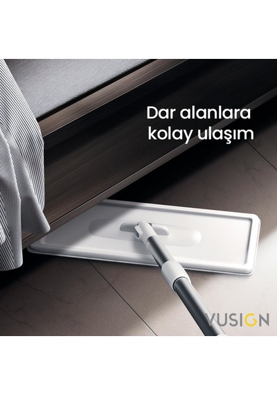 Vusıgn Düz Mop Paspas Seti Kovası Ve Mikrofiber Moplu Temizlik Seti 123 Cm