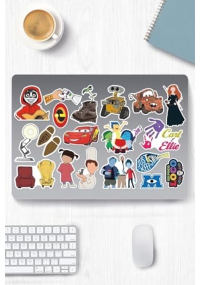 Pixar Temalı Sticker Etiket Seti - Laptop Notebook Telefon