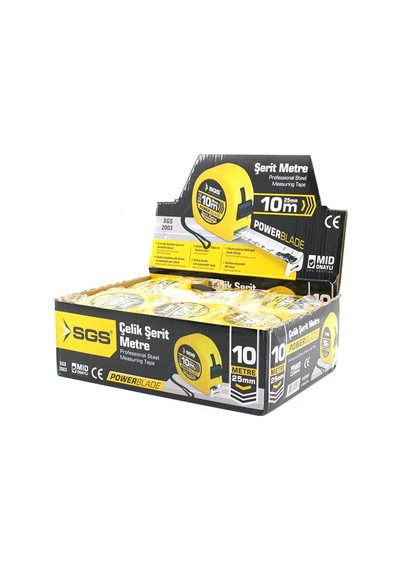 Sgs-2003 Şerit Metre 10mt X 25mt Stoplu - 12'li Paket Diğer