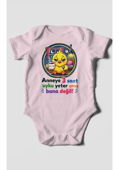 Morivokids Anneye Özel Kısa Kollu Bebek Body %100 Pamuk Zbn245-kk Bebe Pembe