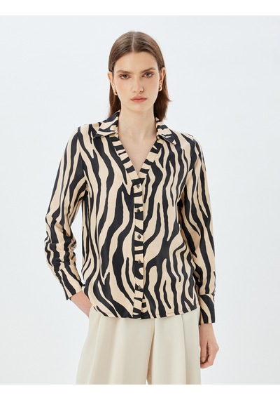 Koton Zebra Desenli Gömlek Uzun Kollu V Yaka Siyah Desenli 5wak60053uw Siyah Desenli Koton Zebra Desenli Gömlek Uzun Kollu V Yaka Siyah Desenli 5wak60053uw Siyah Desenli