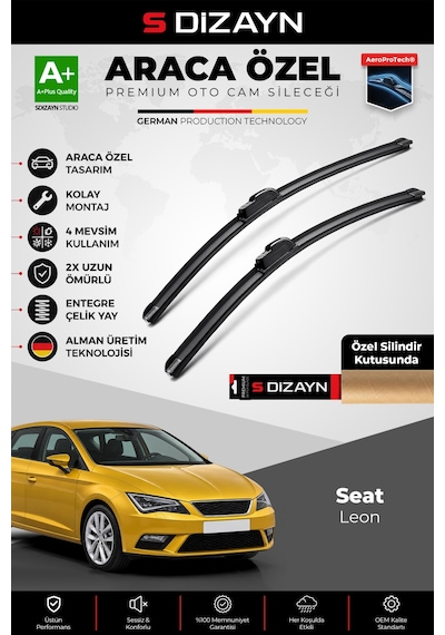 S-dizayn Seat Leon Ön Cam Silecek Seti 2012-2020 Premium Araca Özel 65-40 Cm A+ Kalite