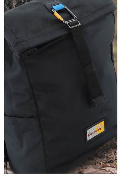 Discovery Icon Roll Top Sürdürülebilir Unisex Sırt Çantası Siyah 4