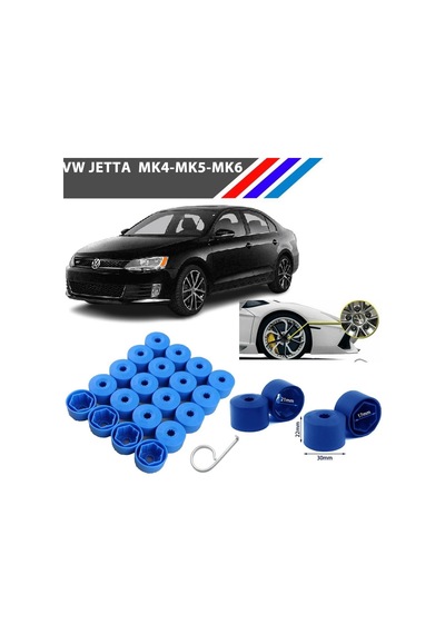 Otozet - Vw Jetta Bijon Civata Kapağı Mavi Renk 20 Adetli Set 17mm 1k06011739b9