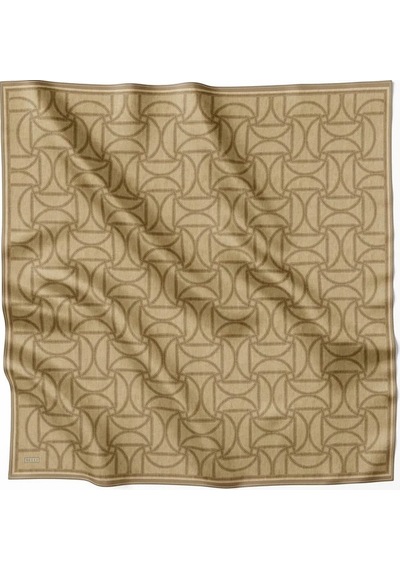 BELLİ Geometrik Desen İpek Twill Eşarp 4221d01 Hardal