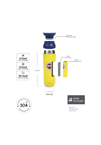 Karaca X Fenerbahçe Lisanslı Logo Termos 500 Ml Sarı