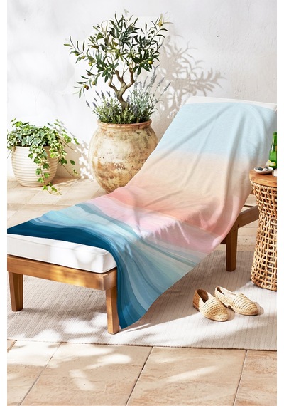 Deniz Manzaralı Modern Plaj Havlu Örtüsu - Pastel Ombre Marine Hızlı Kuruyan Mikrofiber Havlu Örtü Sedef Şafak