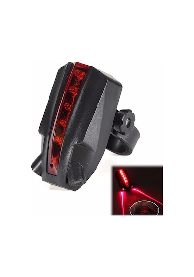 2 Lazer 5 Led Arka Bisiklet Kuyruk Işık Siyah