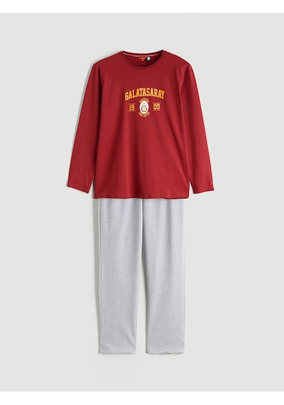 Lc Waıkıkı Kırmızı Büyük Beden Standart Kalıp Galatasaray Baskılı Erkek Pijama Takımı