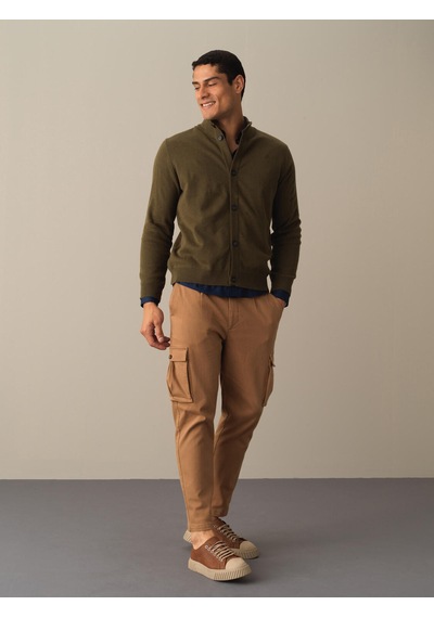 Xint Haki Regular Fit Dik Yaka Pamuklu Hırka 801663