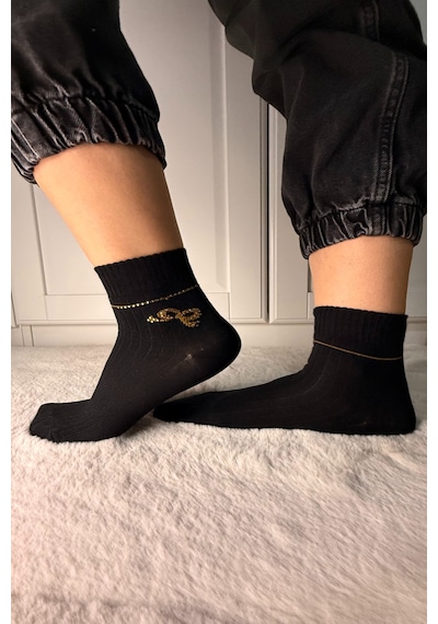 Ozzy Socks 3 Çift Kadın Taş Detaylı Dikişsiz & Takviyeli Patik Çorap Gri
