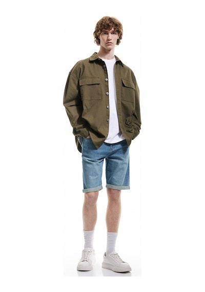 Koton Katlamalı Paça Bermuda Slim Fit Denim Şort Orta İndigo 5sam40003ıd İndigo