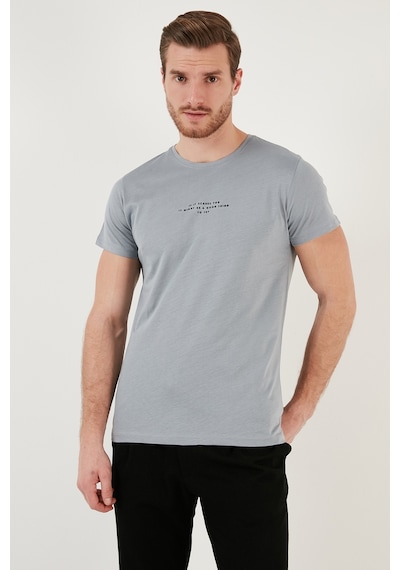 Buratti Pamuklu Slim Fit Bisiklet Yaka Erkek T Shirt 541Ifit Açık Gri