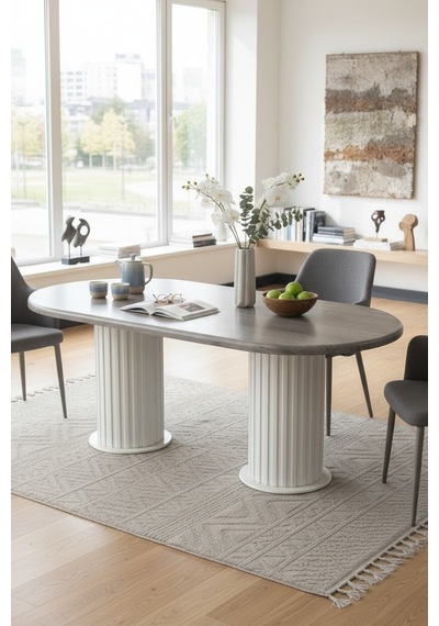 Aura Bohem 90x180 Mdf Mebran Masa Masa Fiyatıdır Gri/beyaz Gri/beyaz