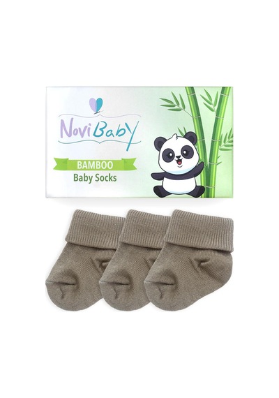 Novibaby 3'lü Bambu Yenidoğan Bebek Çorabı I Beige I 0-6 ay "Karışık Renkli"