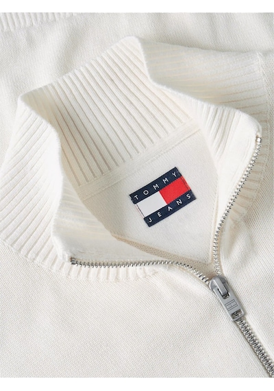 Tommy Hilfiger Tjm Slm Ess Lıght Zıp Swtr Ext Erkek Beyaz Kazak - Dm0dm21654
