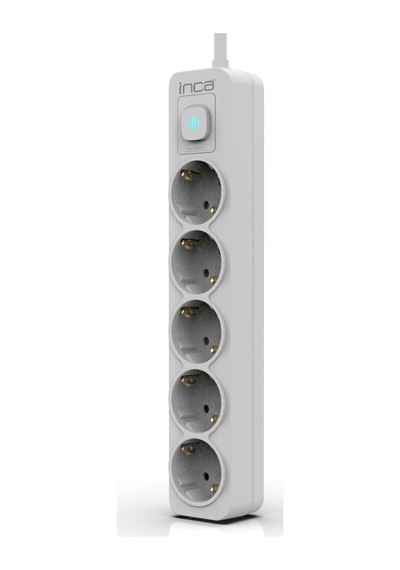 Inca Ipw-44gb 5 Port Akım Korumalı Led Tuşlu Priz 1.5m - Beyaz