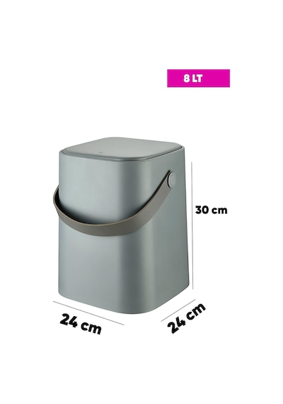 Tutma Saplı İç Kovalı Tezgah Üstü Mutfak Çöp Kovası, 4 Litre, Kilitli Kapak, Click Kapak, 20x20 Siyah