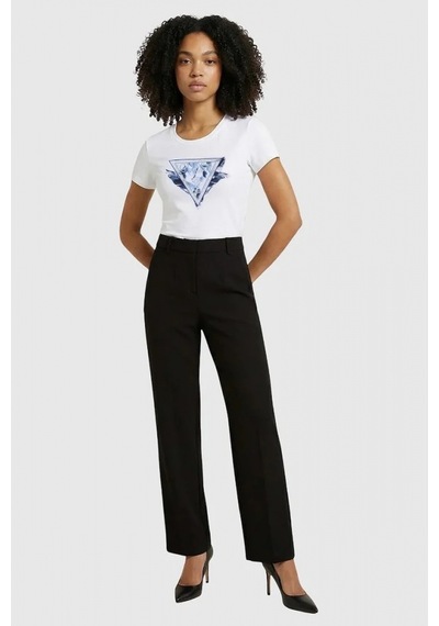 Guess Kısa Kollu Bisiklet Yaka Tüylü Üçgen Kadın Beyaz T-shirt W6gı11k3026-g011 Beyaz
