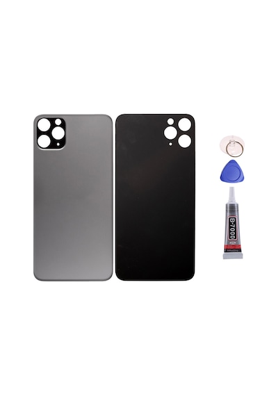 Apple Uyumlu iPhone 11 Pro Max Siyah Arka Kapak Batarya Kapağı Pil Kapağı Yapışkan Ve Sökme Aparatıyla Beraber Full Set Siyah