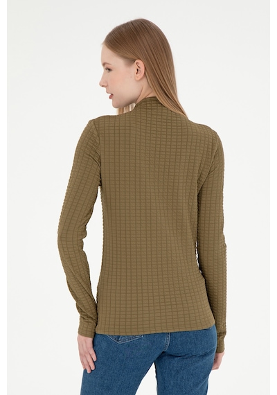 U.S. Polo Assn. Kadın Haki Dik Yaka Sweatshırt 50292421-VR027