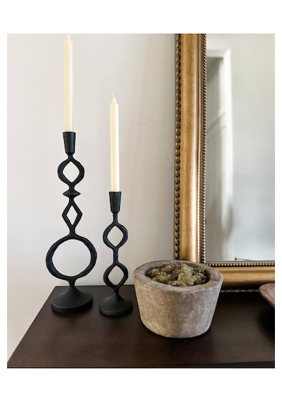 Siyah Metal Dekoratif Mumluk Modern Salon Yemek Masası Konsol Dekoru Altın - Siyah
