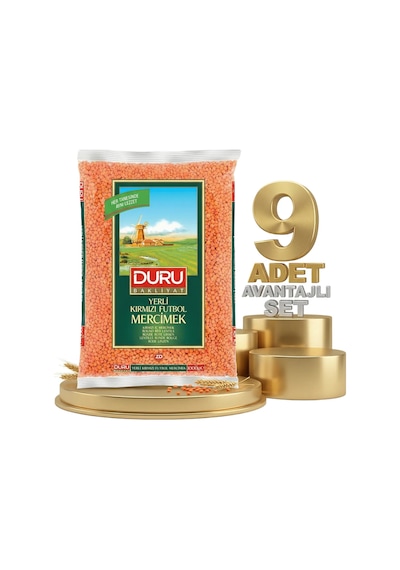Duru Kırmızı Futbol Mercimek 9x1 Kg
