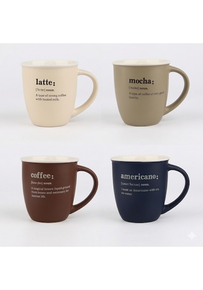 Mien Lory Motto Porselen Kupa 370 Cc - Modern Tasarım Kahve Ve Nescafe Kupası Renkli