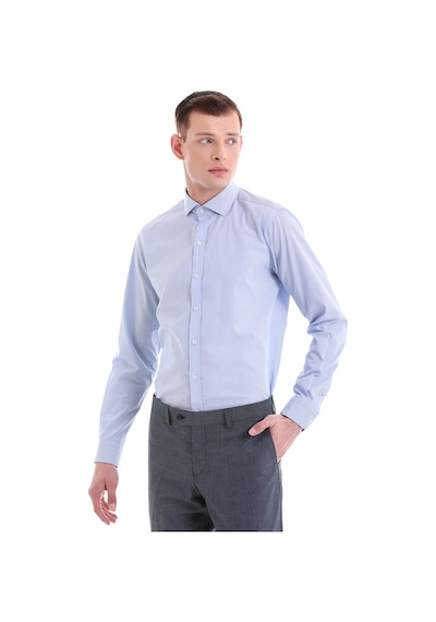 Hatemoğlu Mavi Comfort Fit 100% Pamuklu Uzun Kollu Gömlek 23d190000043 161 Buz Mavi