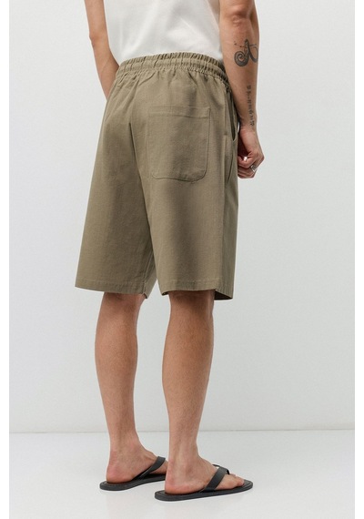 Vamos Basic Oversize Keten Şort Haki