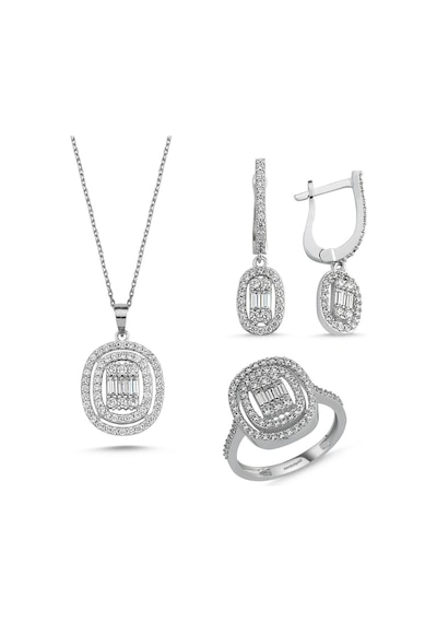 Sembol Gold Beyaz Altın Set Baget Taşlı 3lü Takım T7776