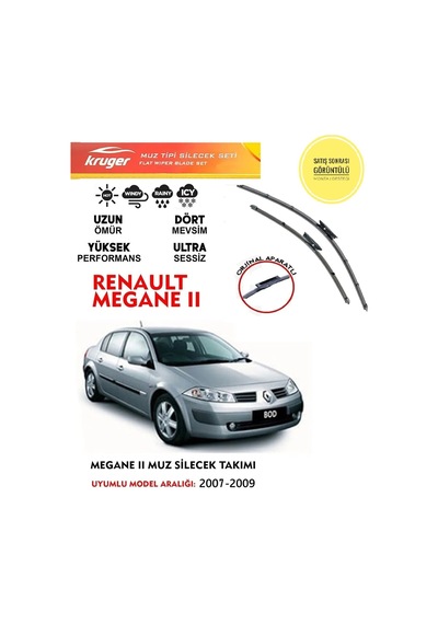 Megane 2 Muz Silecek Silgi Silgeç Takımı 2009 Model Araca Özel Aparat