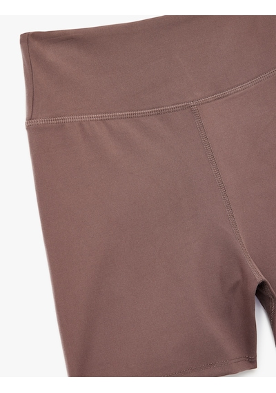 Koton Dikiş Detaylı İnterlok Slim Fit Yüksek Bel Biker Spor Tayt Mürdüm 6wak40182nk Mor