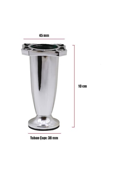 Badem10 Mobilya Kanepe Baza Sehpa Ayağı Ayarlı 10 Cm Parlak Krom Ayak