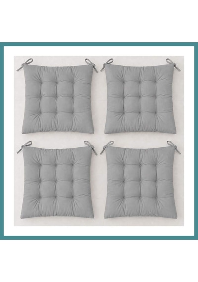 Trendexa 4 Lü Kapitone Bağcıklı Sandalye Minderi 40 40 3 Cm Gri 40 40 3 Cm 4 Adet Mac
