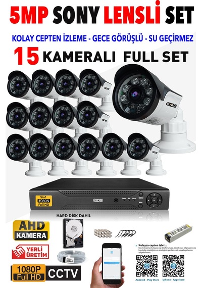 Ids - 15 Kameralı 1080P Fullhd 5Mp Sony Lensli Kamera Seti - 2015