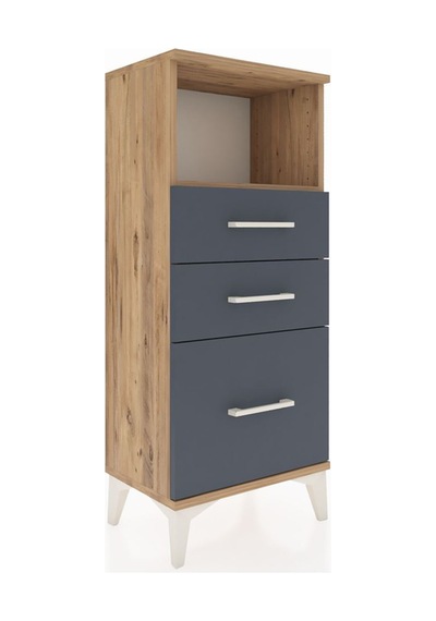 Arges Komodin Tek Raflı 3 Çekmeceli 44x30x106 Çam-antrasit Çam