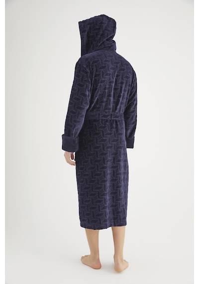 Jakarlı %100 Cotton Erkek Bornozu Lacivert