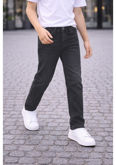 Cedy Denım - Yüksek Kalite Erkek Çocuk Yüksek Bel Regularfit Esnek Jean Pantolon C800 Antrasit