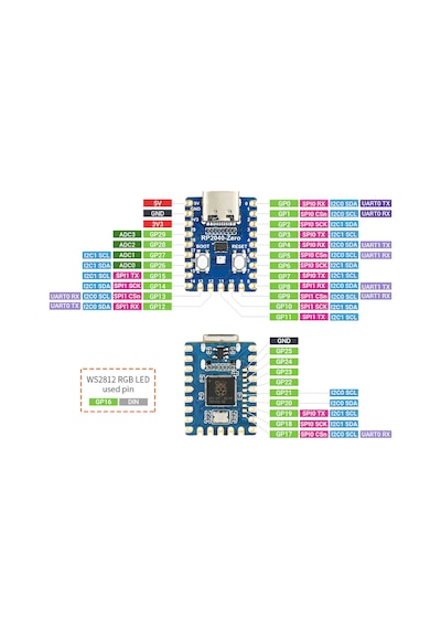 Raspberry Pi Zero Rp2040 Lehimsiz Dual Core 133mhz 2mb Modül Type C Mini Bilgisayar Geliştirme Kar