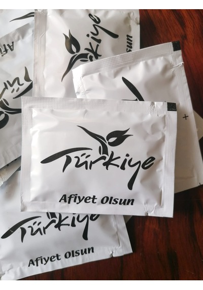 Tek Kullanımlık Islak Mendil Özel Kokulu Afiyet Olsun Baskılı