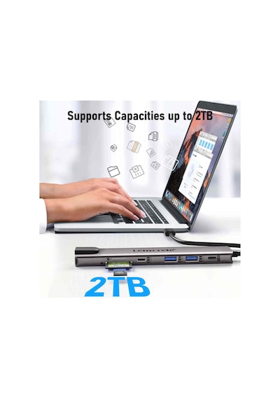 Lemorele Tc65 11 İn 1 Type-c Hub Çoklayıcı Dock Station - Windows Mst Destekli, Çift Hdmı Çoklu Ekran , Gigabit Ethernet, 100w Pd Şarj Adaptör