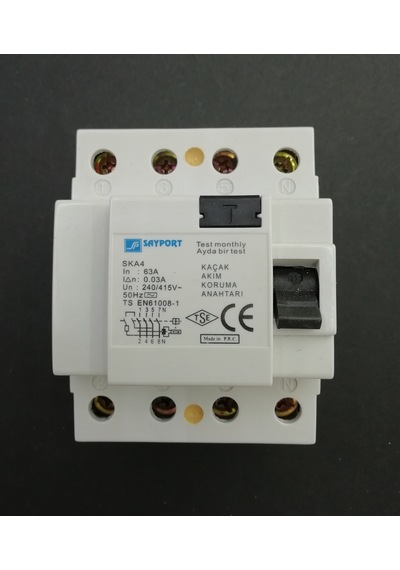 Sayport Trifaze 4X63 30Ma Kaçak Akım Rölesi