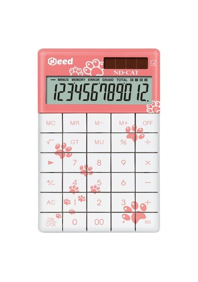 Pembe Kedi Pati Desenli Hesap Makinesi Genel