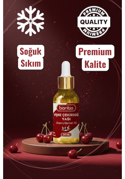 Vişne Çekirdeği Yağı 20 Ml %100 Saf Soğuk Sıkım - Cilt & Saç Bakımı Ve Doğal Desteği 20 ML