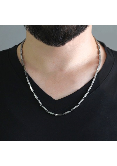 Silver Renk 55 Cm 317L Çelik Singapur Zincir (487193158)